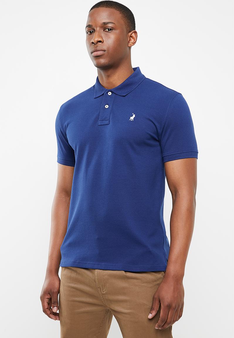Classic Stretch Pique Golfer Dark Blue POLO T-Shirts & Vests ...