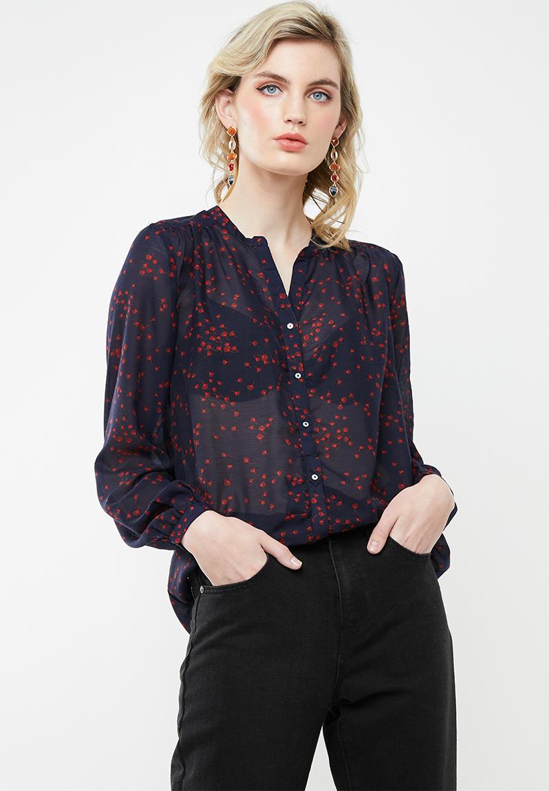 Loop long sleeve shirt - red & navy Jacqueline de Yong Shirts ...