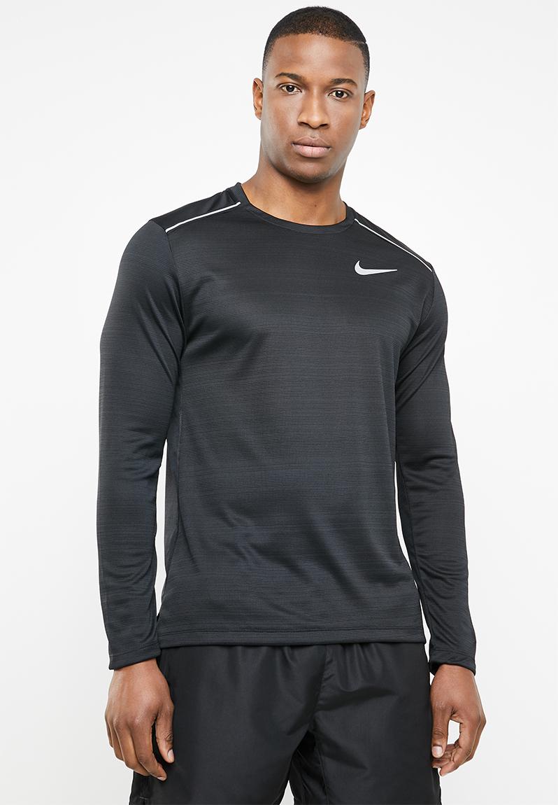 Nike dry miler top ls - black/black/reflective silver Nike T-Shirts ...