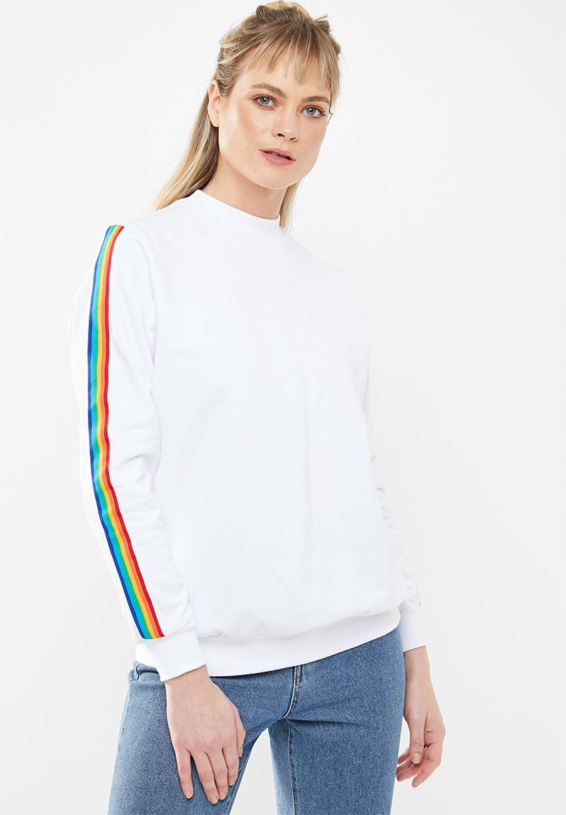 sweats with rainbow stripes