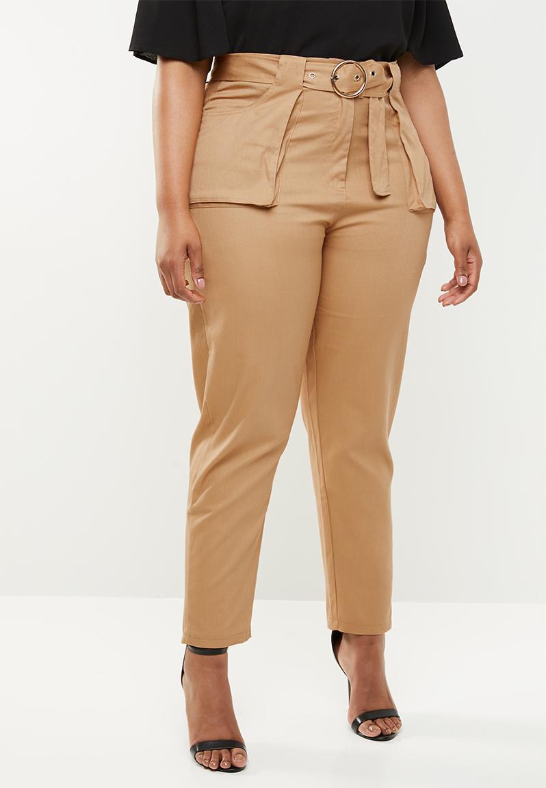 Belt detail cargo bottoms - sand Missguided Bottoms & Skirts ...