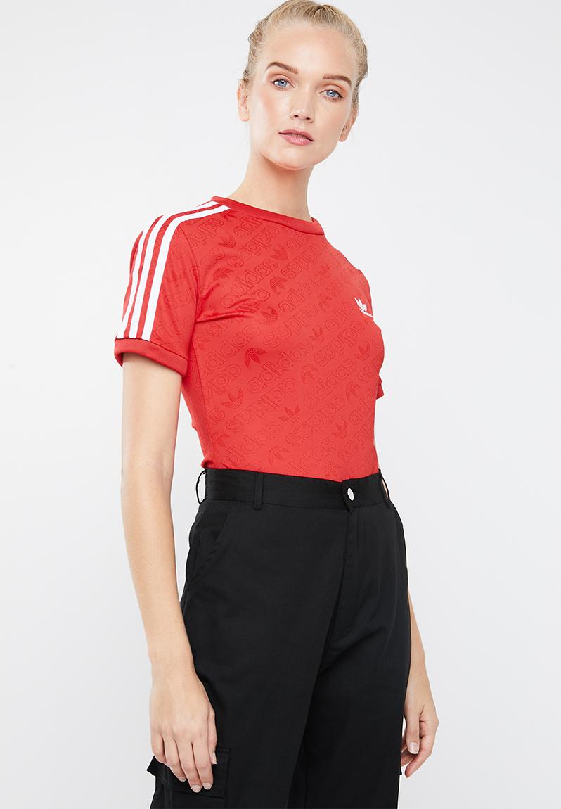red adidas bodysuit long sleeve