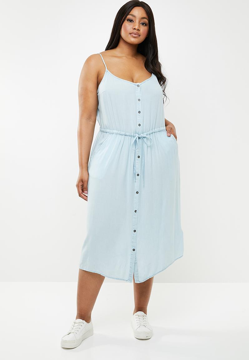 Curve button through dress - blue Brave Soul Dresses | Superbalist.com