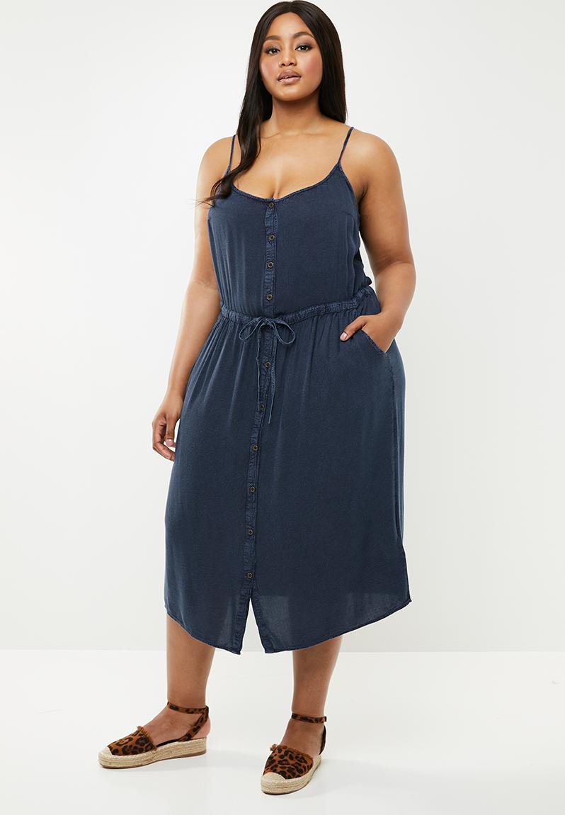 Curve button through dress - indigo Brave Soul Dresses | Superbalist.com