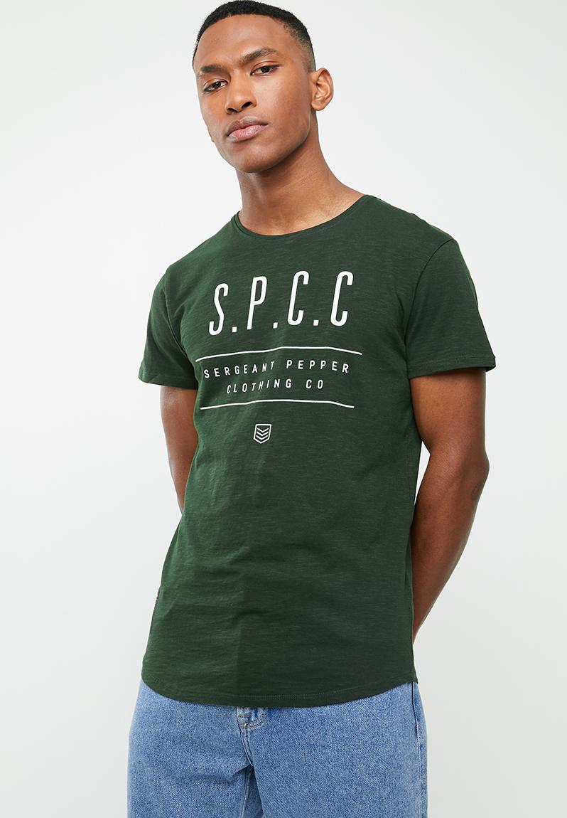 Scoop hem short sleeve logo tee - dark park green S.P.C.C. T-Shirts ...