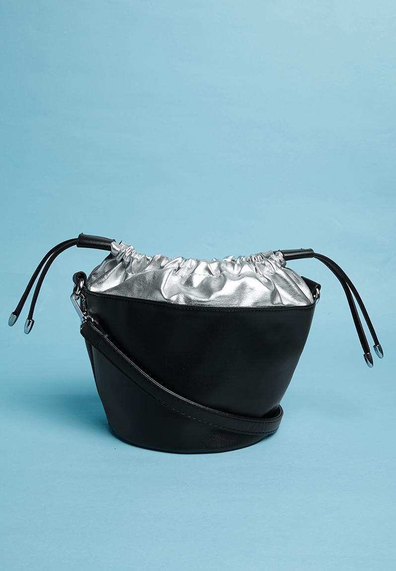 metallic bucket bag