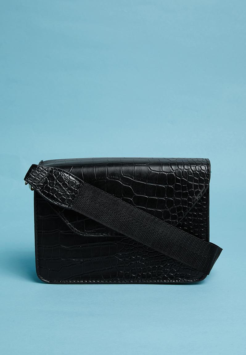 Faux croc cross body bag black Superbalist Bags & Purses