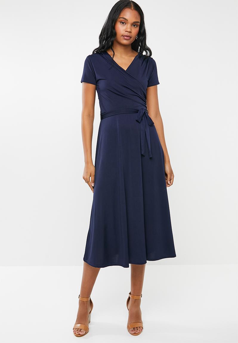 Wrap over fit and flare dress - navy edit Formal | Superbalist.com