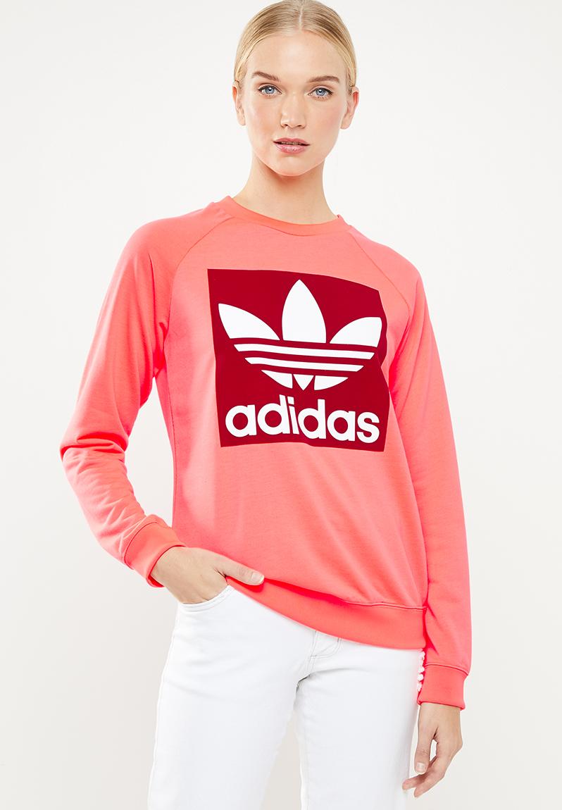 Trefoil sweatshirt - flash red (neon pink) adidas Originals Hoodies ...