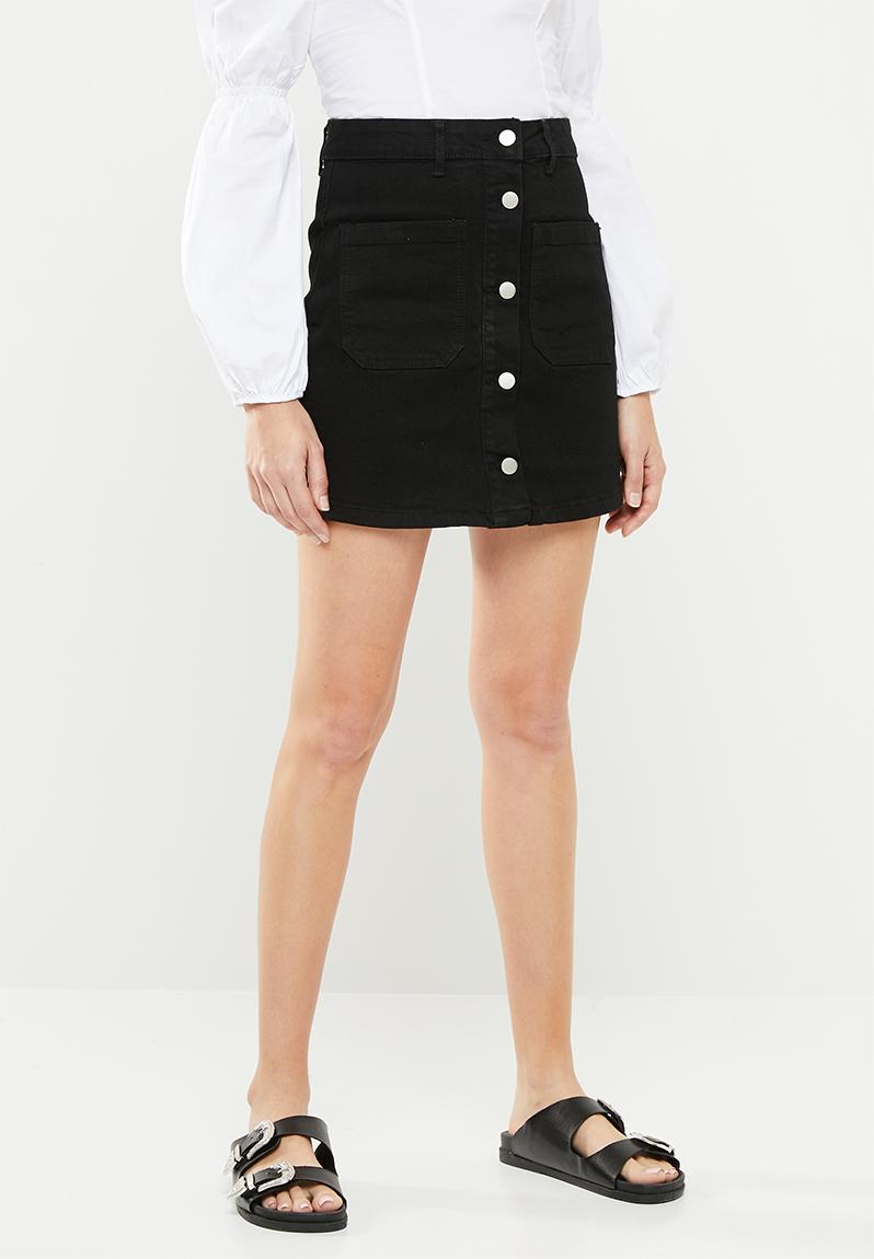Black denim A-line mini skirt - solid black Superbalist Skirts ...