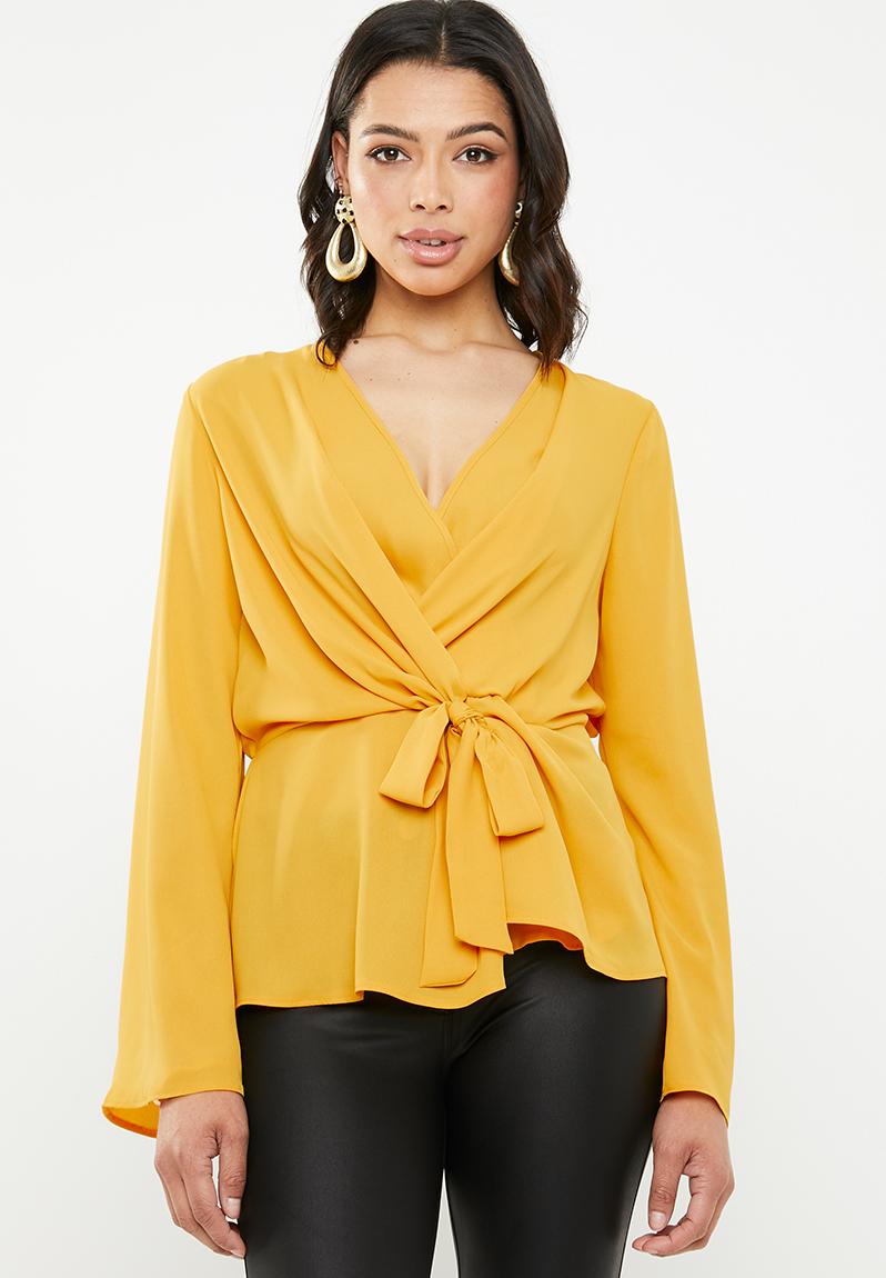 Woven wrap blouse - mustard Missguided Blouses | Superbalist.com