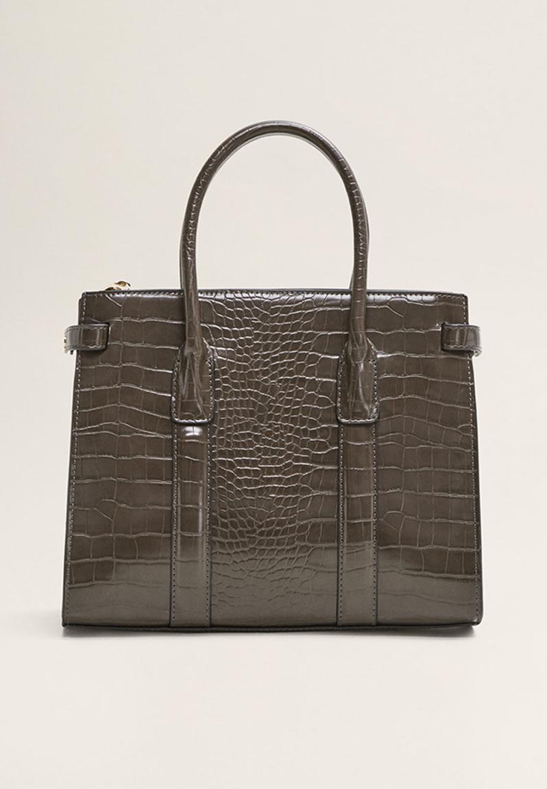 croc effect tote bag mango