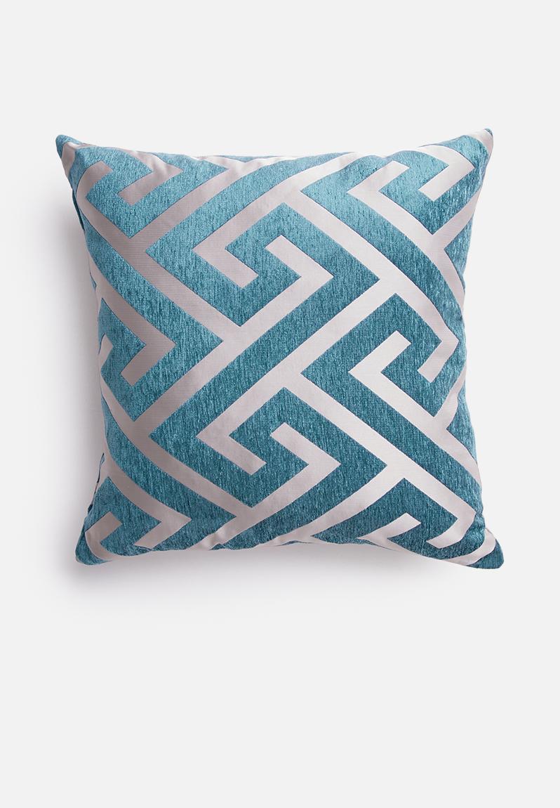Geo cushion cover blue Grey Gardens Cushions & Throws