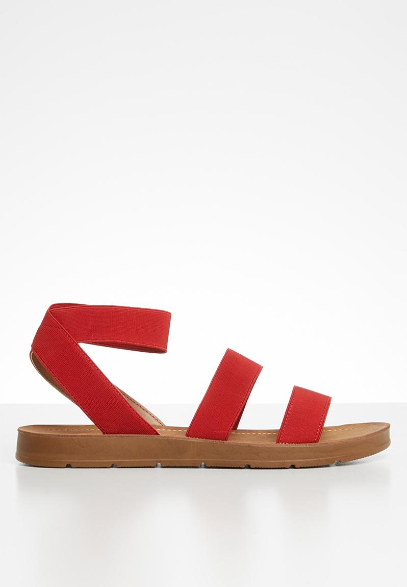 Annie elastic ankle strap flat sandal - red Madison® Sandals & Flip ...