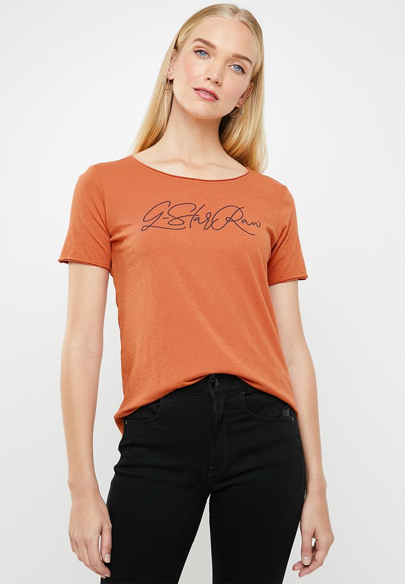 Graphic optic slim tee - royal orange G-Star RAW T-Shirts, Vests ...