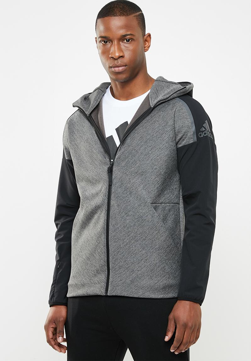 Zne hooded hybrid sweatshirt - black/grey five adidas Performance ...