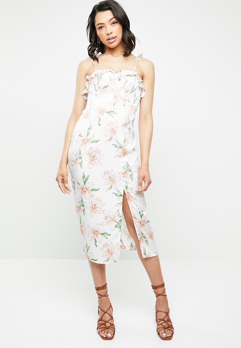 Floral cami bust cup midi dress - white Missguided Casual | Superbalist.com