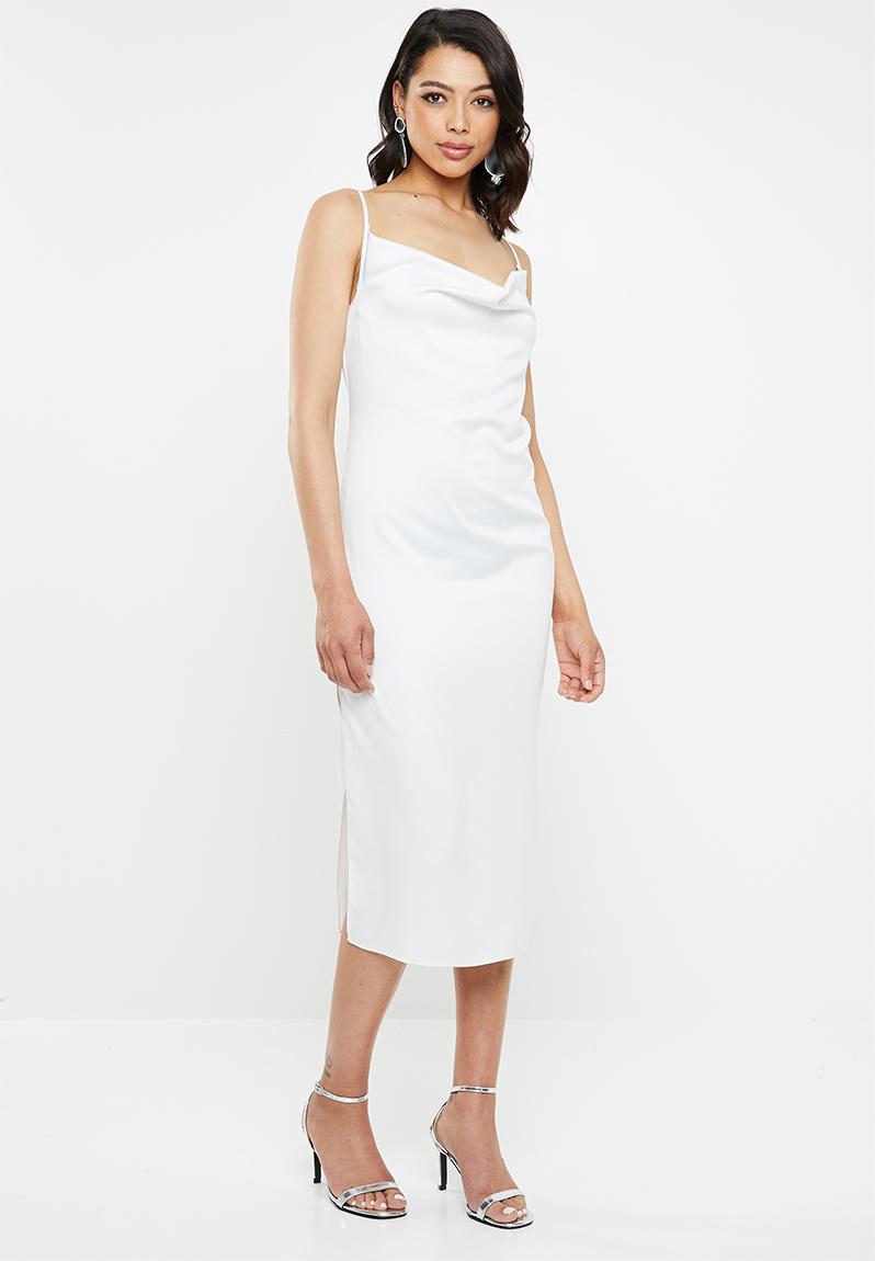 Satin cowl cami midi dress - white Missguided Occasion | Superbalist.com