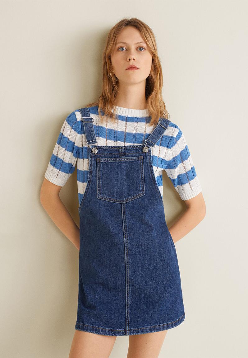 dark blue pinafore dress