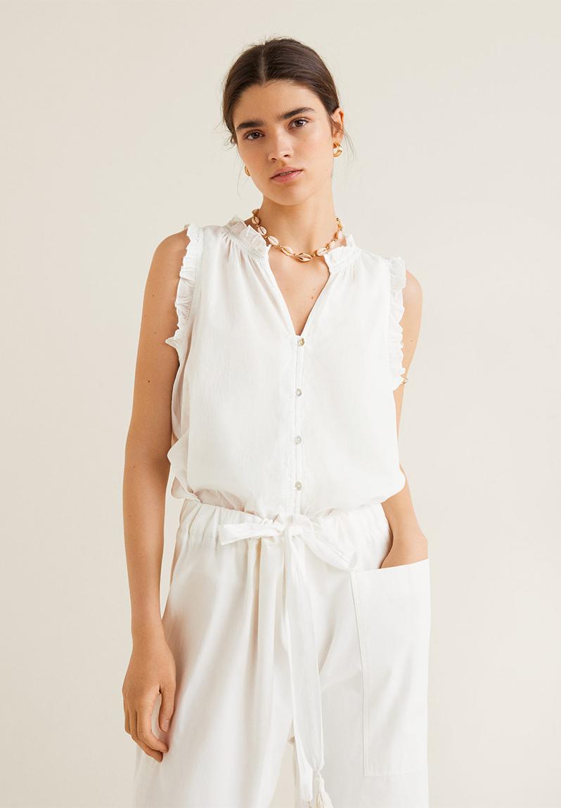 Ruffle detail top - off white MANGO Shirts | Superbalist.com