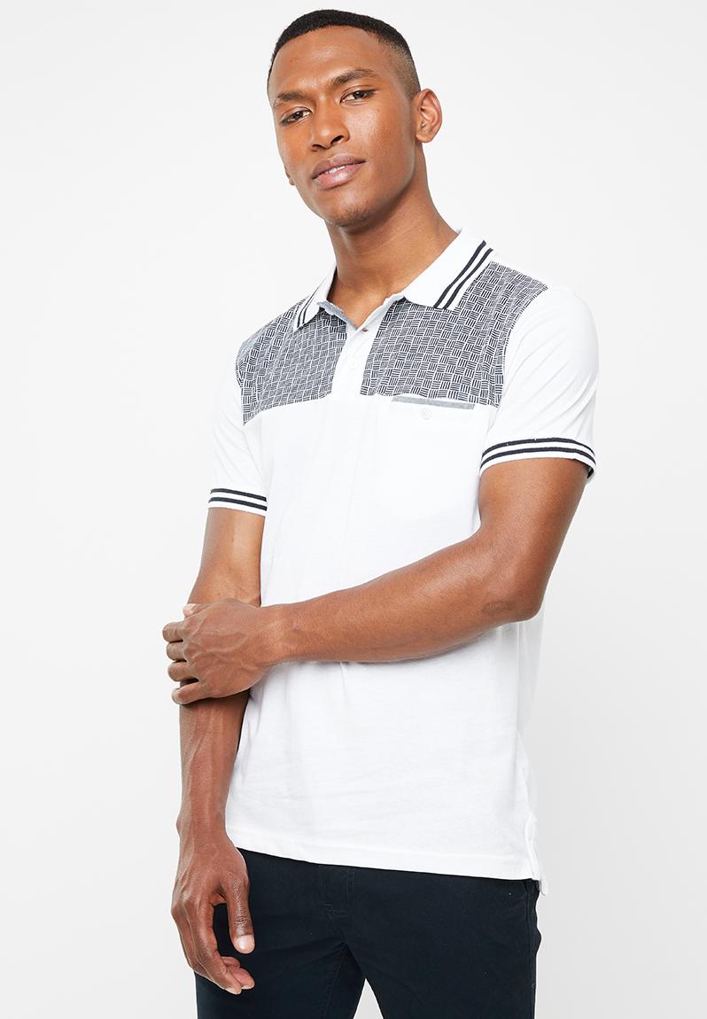 Twister short sleeve polo - white & navy Brave Soul T-Shirts & Vests ...