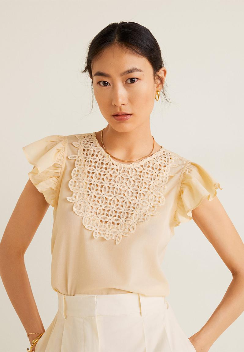Embroidered panel blouse - yellow MANGO Blouses | Superbalist.com