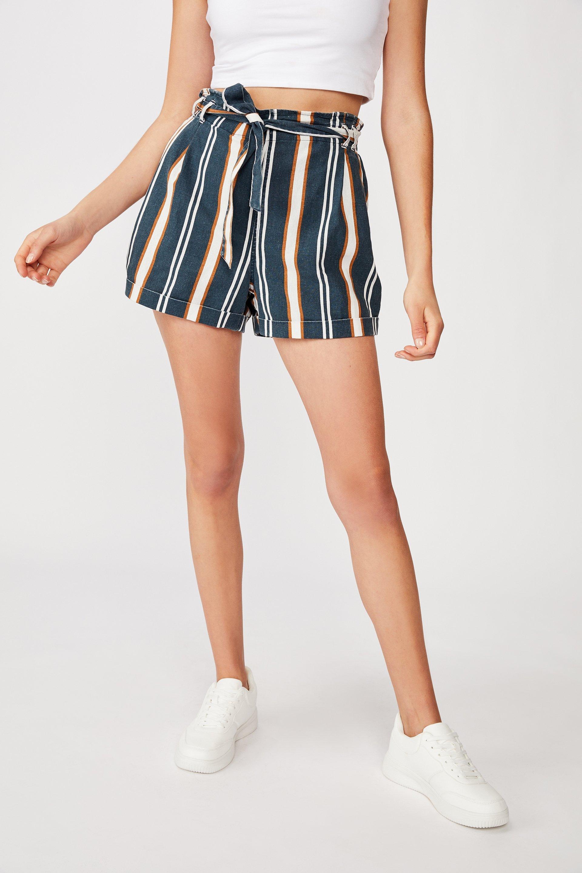 Riley high waist short - claire stripe total eclipse Cotton On Shorts ...