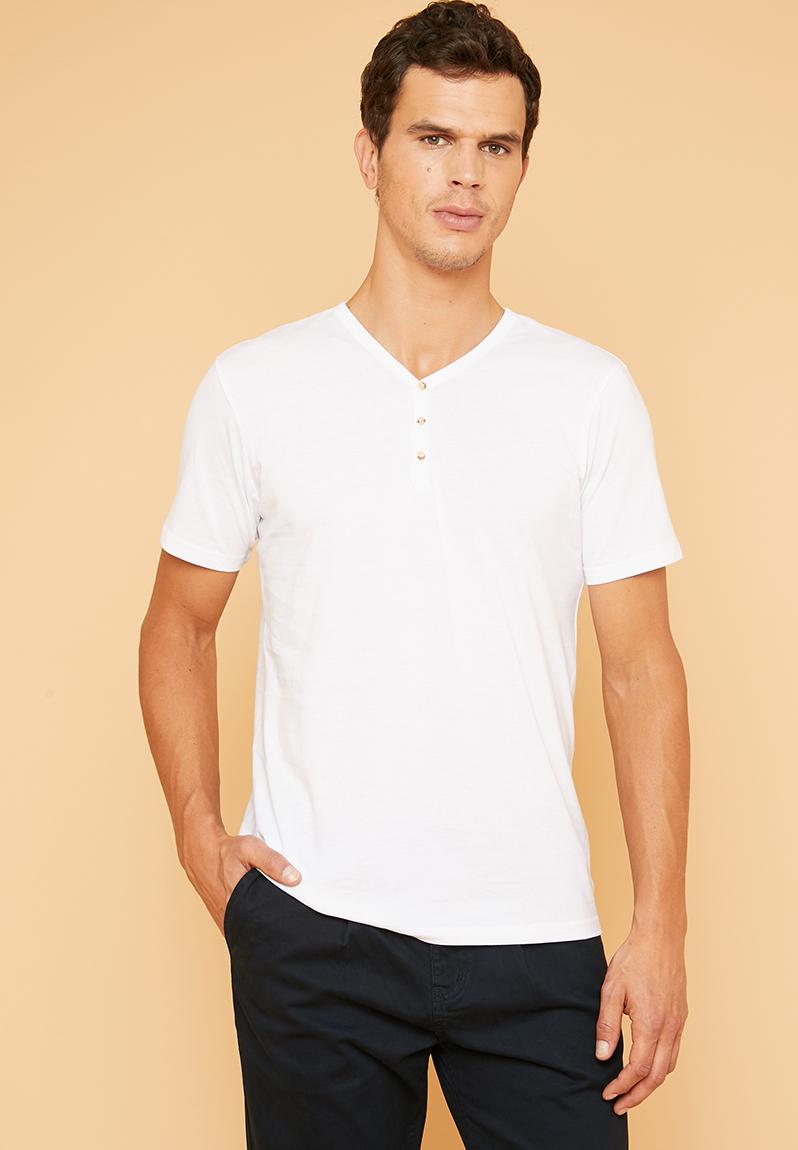 Plain short sleeve henley tee - white Superbalist T-Shirts & Vests ...