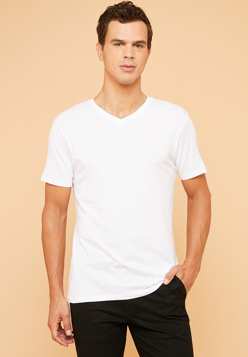 Plain v-neck short sleeve tee - white Superbalist T-Shirts & Vests ...