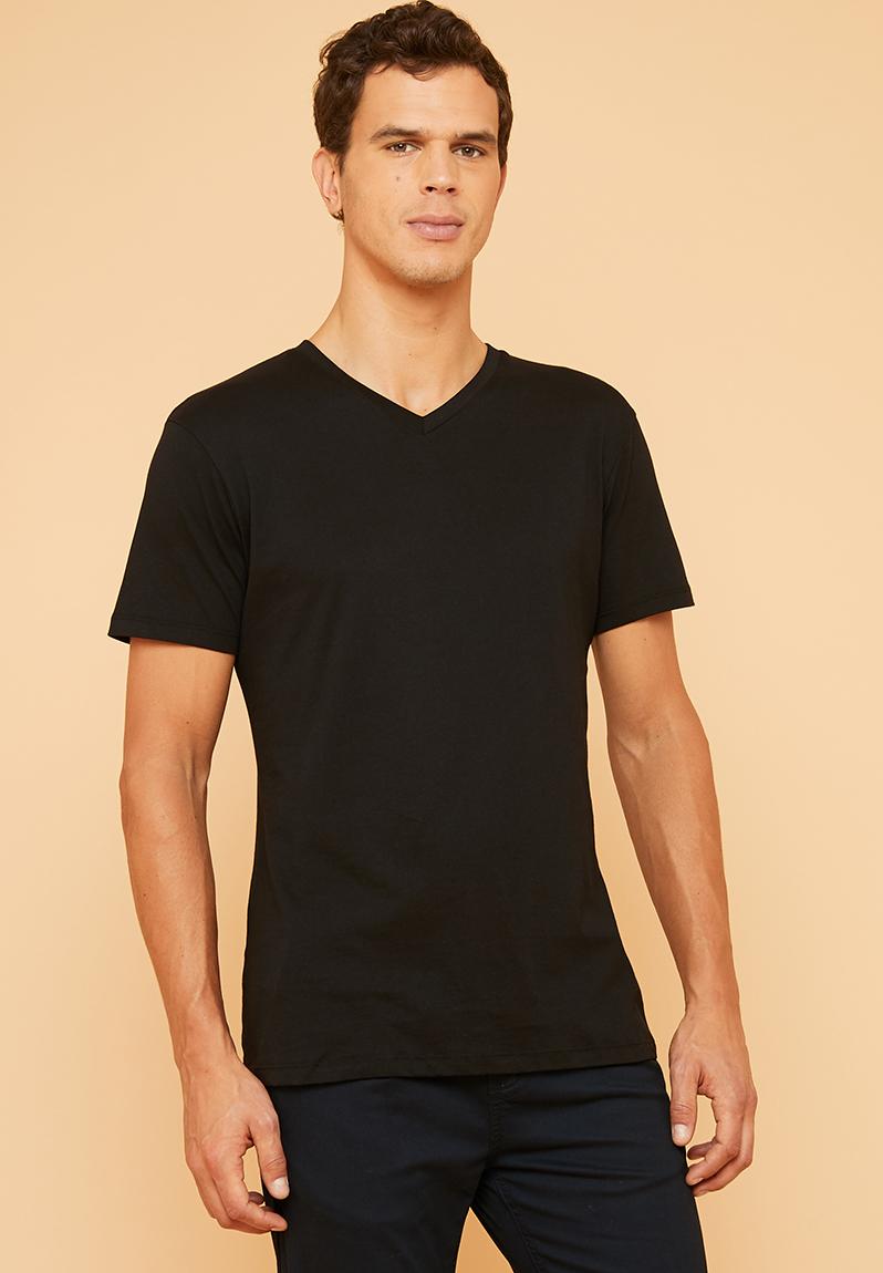 Plain v-neck short sleeve tee - black Superbalist T-Shirts & Vests ...