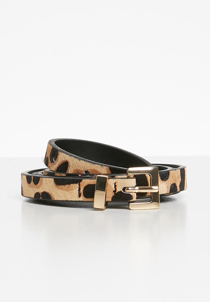 Leopard-print leather belt - medium brown MANGO Belts | Superbalist.com