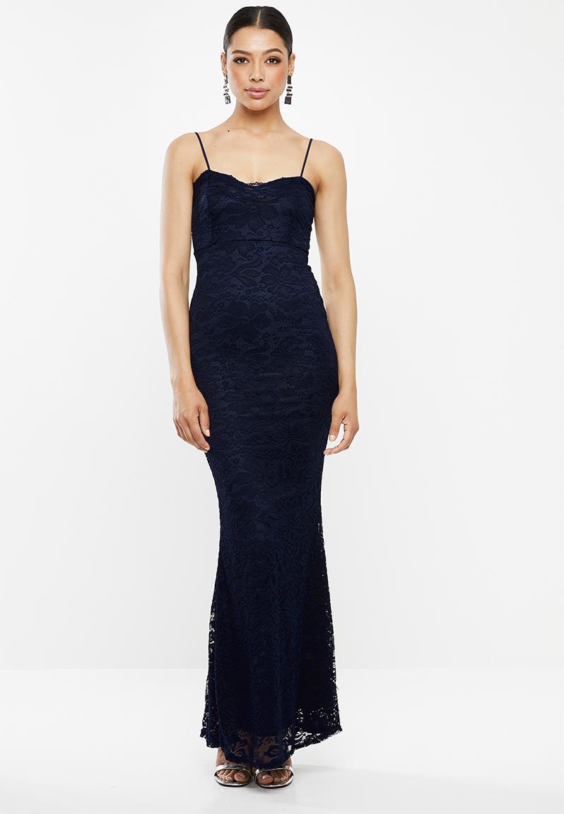 Lace self tie irregular mesh cami maxi dress
