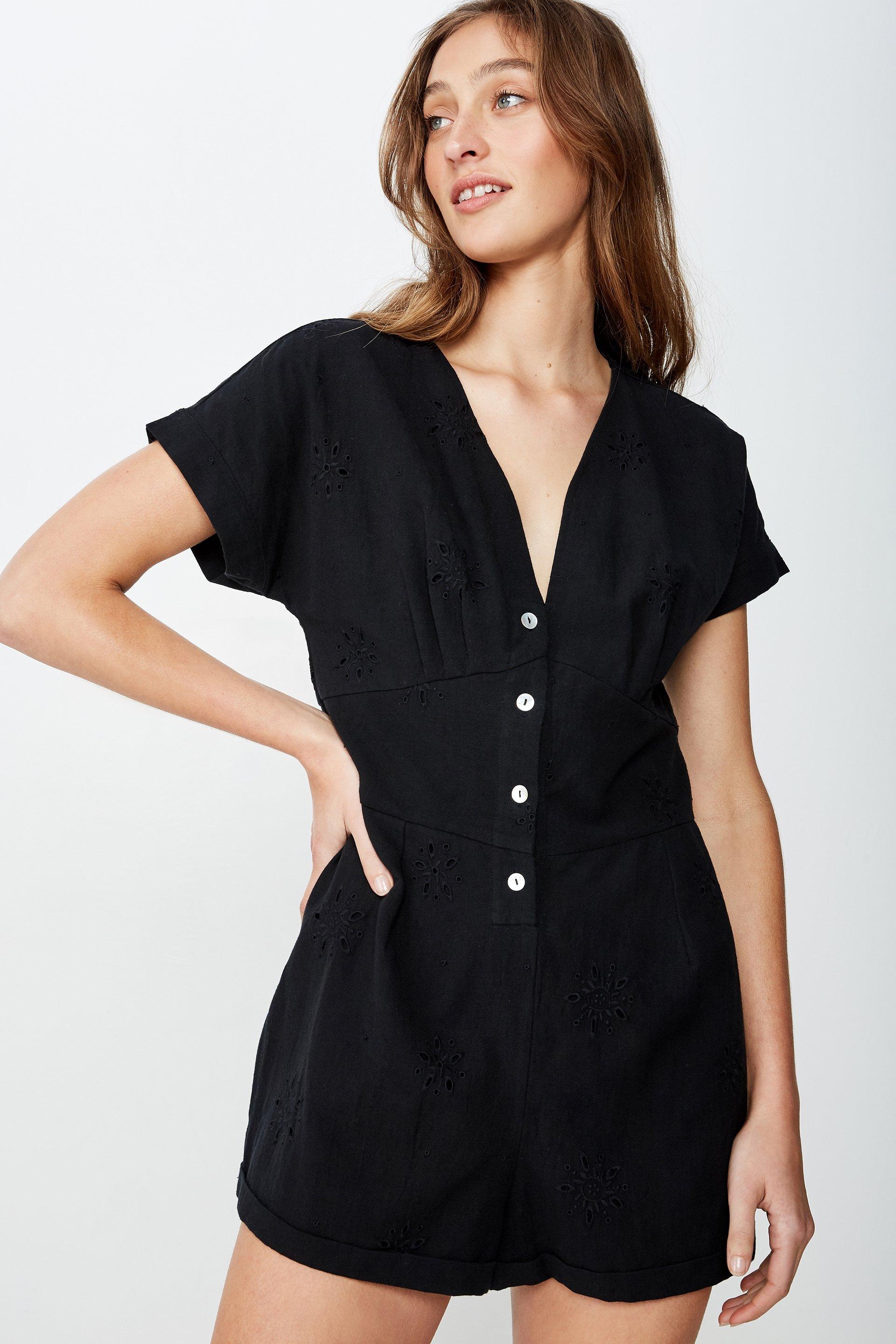 Woven dusk broiderie playsuit - black Cotton On Jumpsuits & Playsuits ...