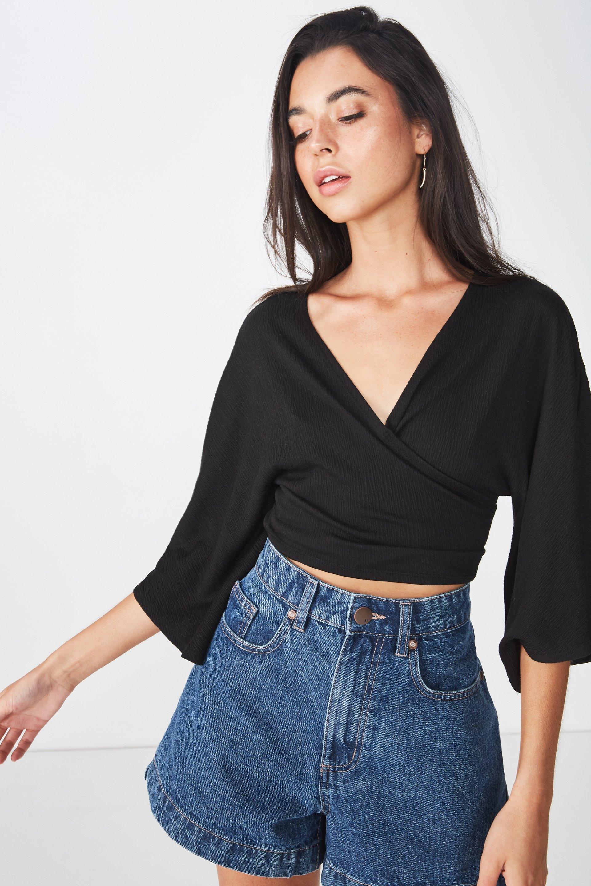 Jude kimono sleeve top - black texture Cotton On Blouses | Superbalist.com