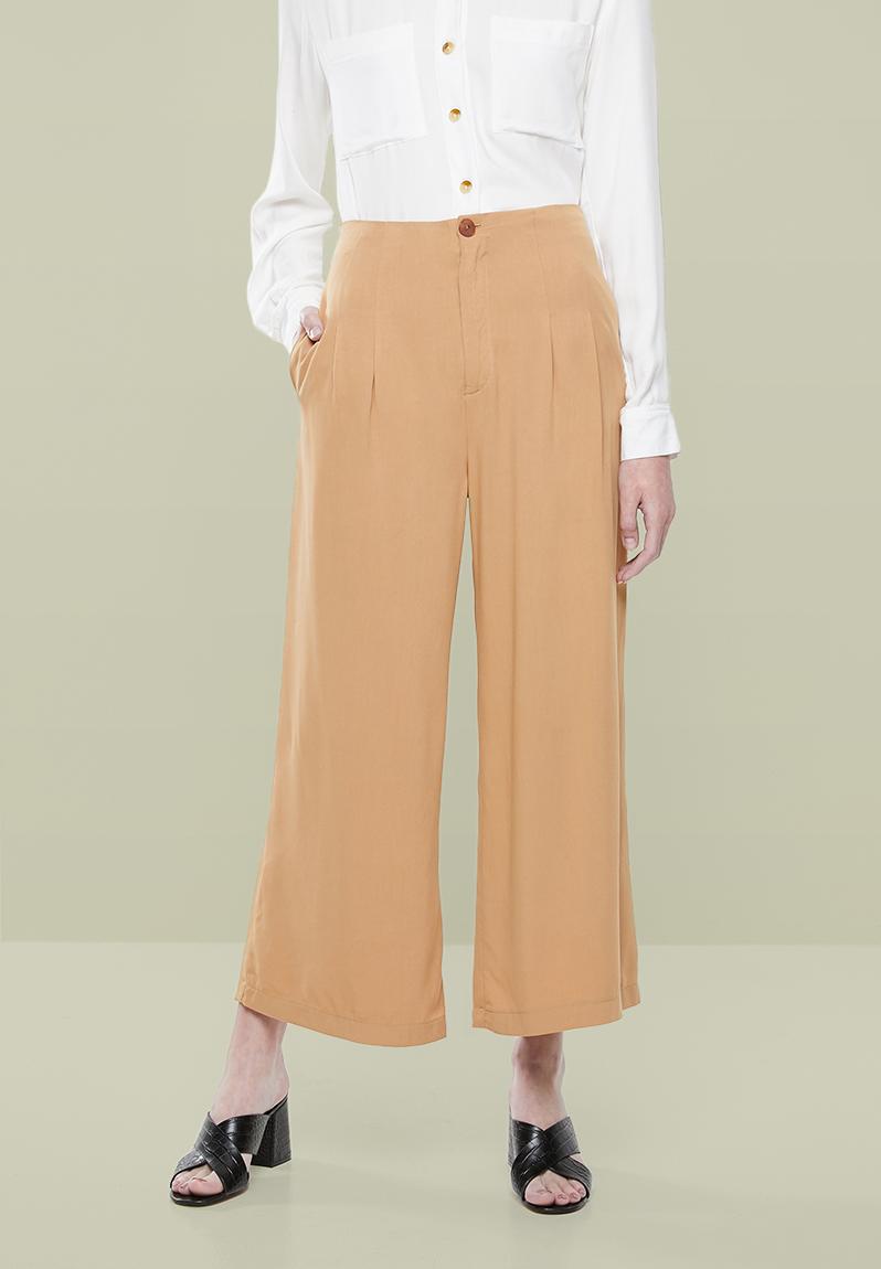 camel wide leg trousers womens