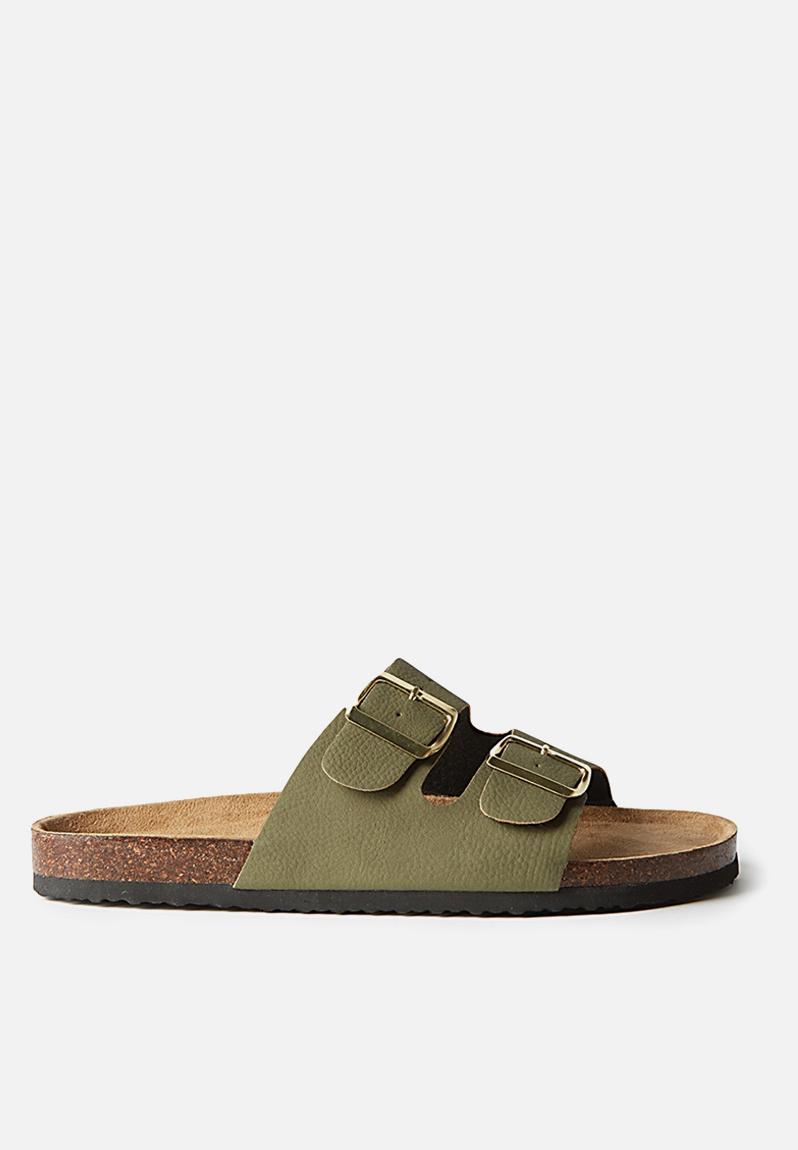 double buckle flip flops