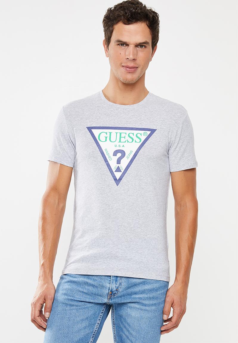 Guess triangle rubber short sleeve tee - grey heather GUESS T-Shirts ...