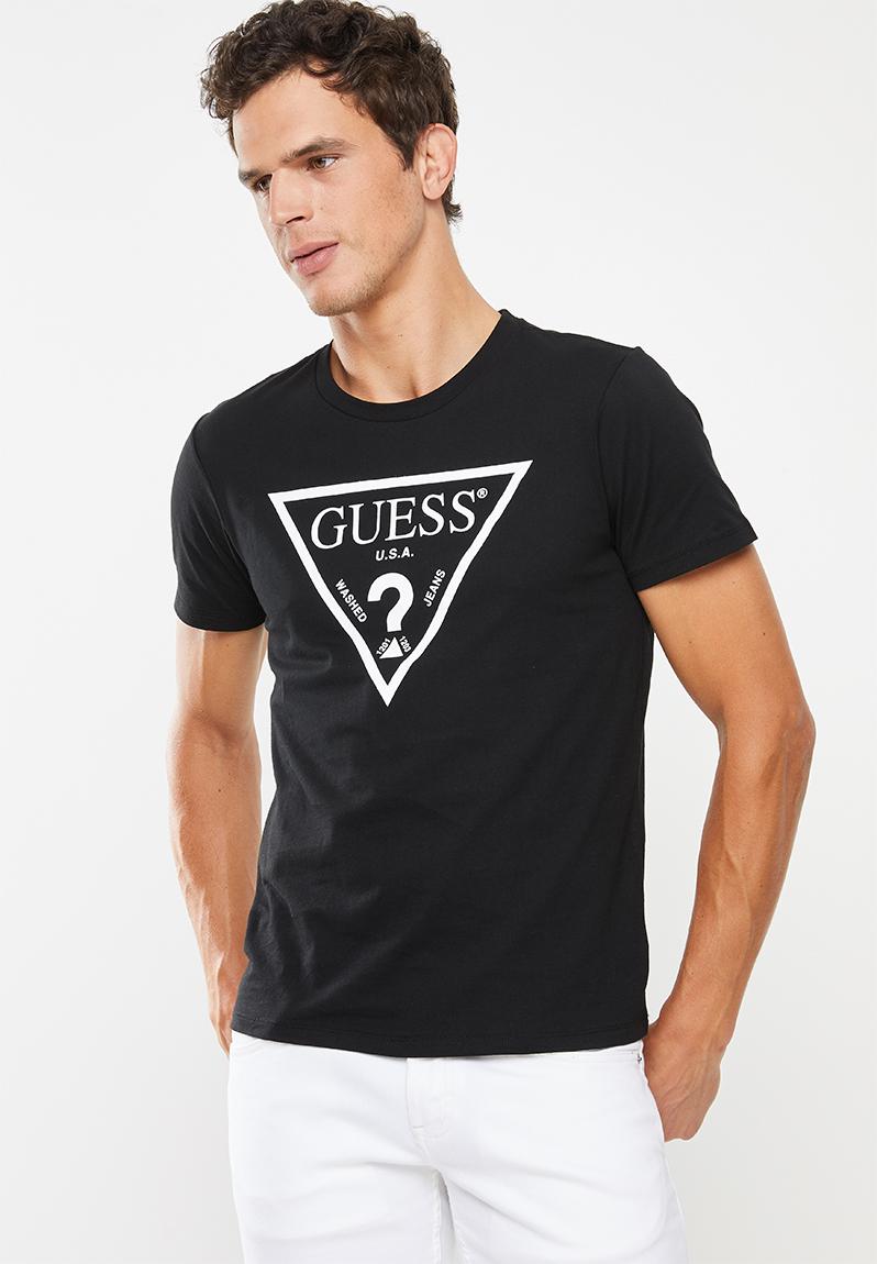 Guess short sleeve triangle tee - jet black GUESS T-Shirts & Vests ...