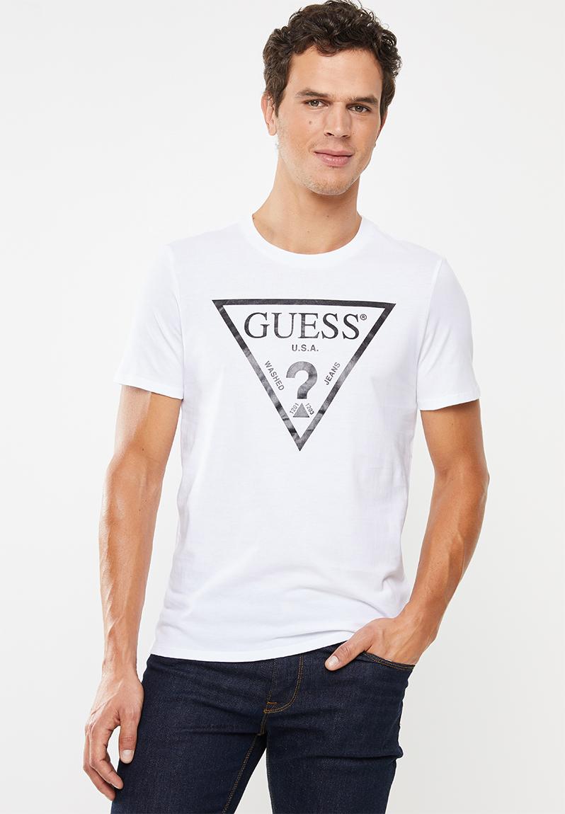 Iconic Triangle Short Sleeve Tee True White Guess T Shirts And Vests