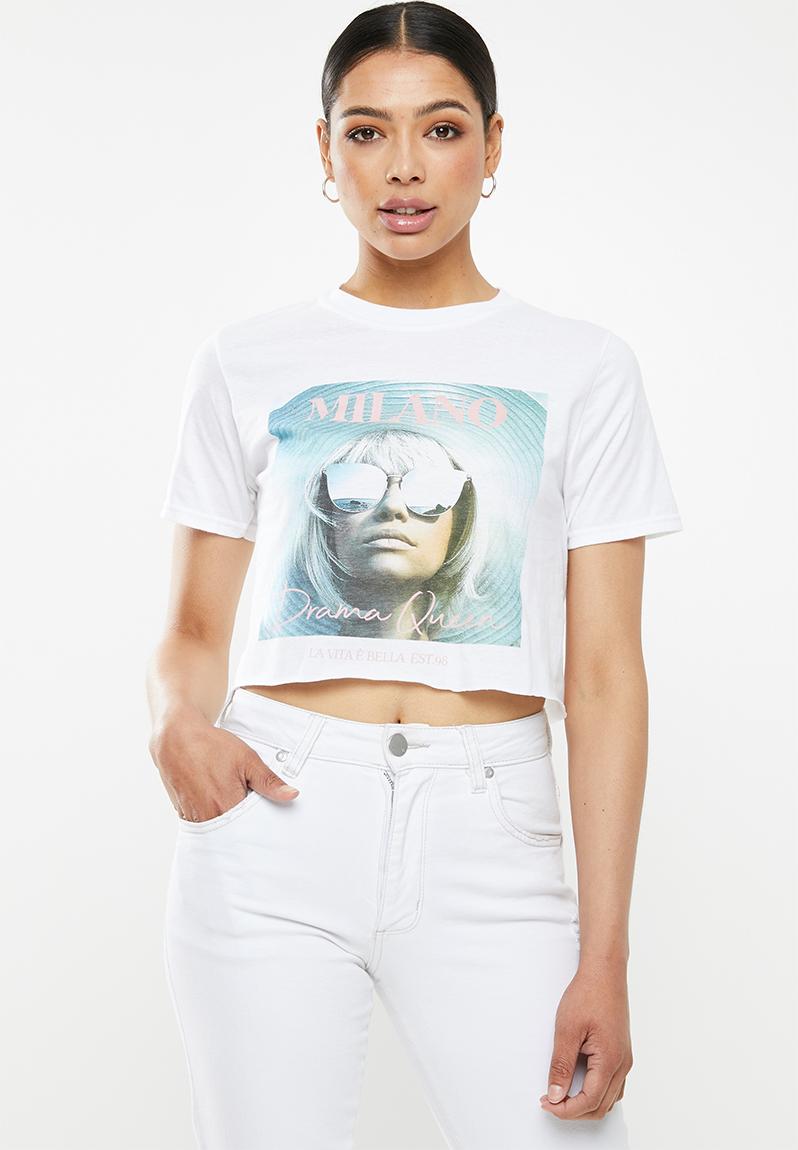Milano woman crop graphic t-shirt - white Missguided T-Shirts, Vests ...