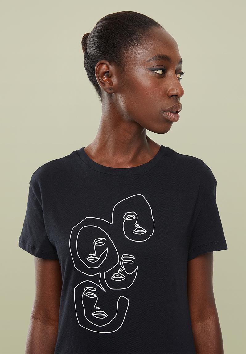Printed face formation tee - black Superbalist T-Shirts, Vests & Camis ...