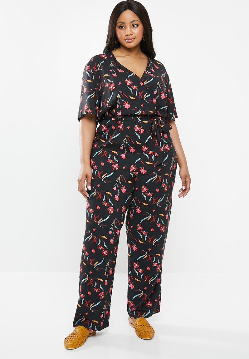 Wrap jumpsuit - black floral edit Plus Dresses | Superbalist.com