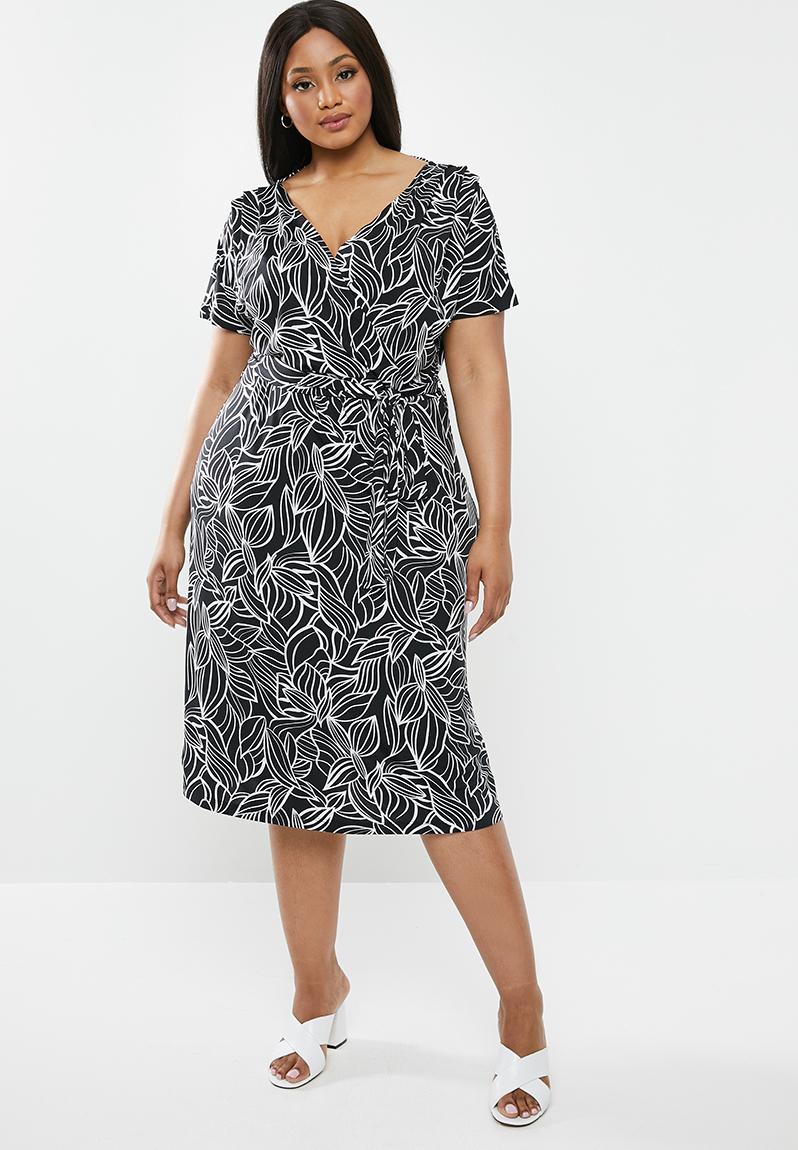 Wrap midi dress - black print edit Plus Dresses | Superbalist.com