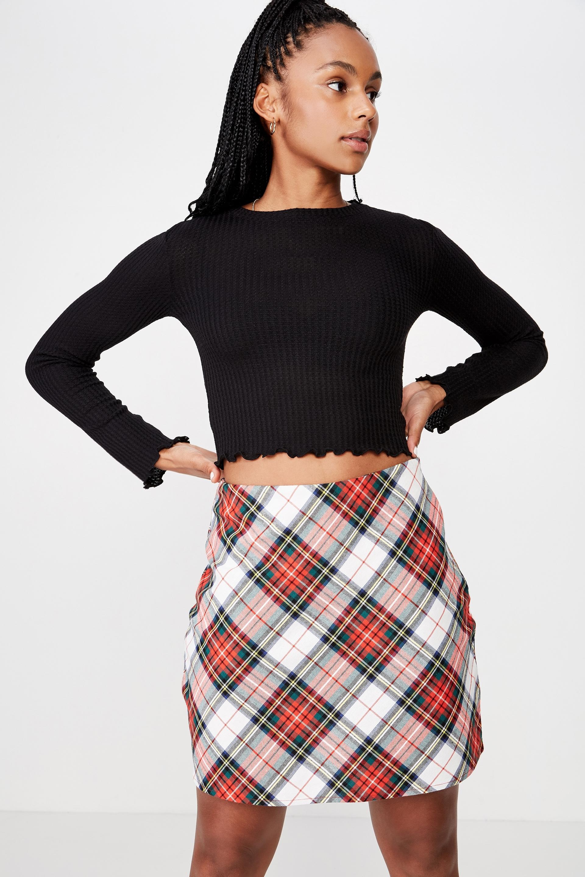 A line check skirt - primary tartan bias/cream Factorie Skirts ...