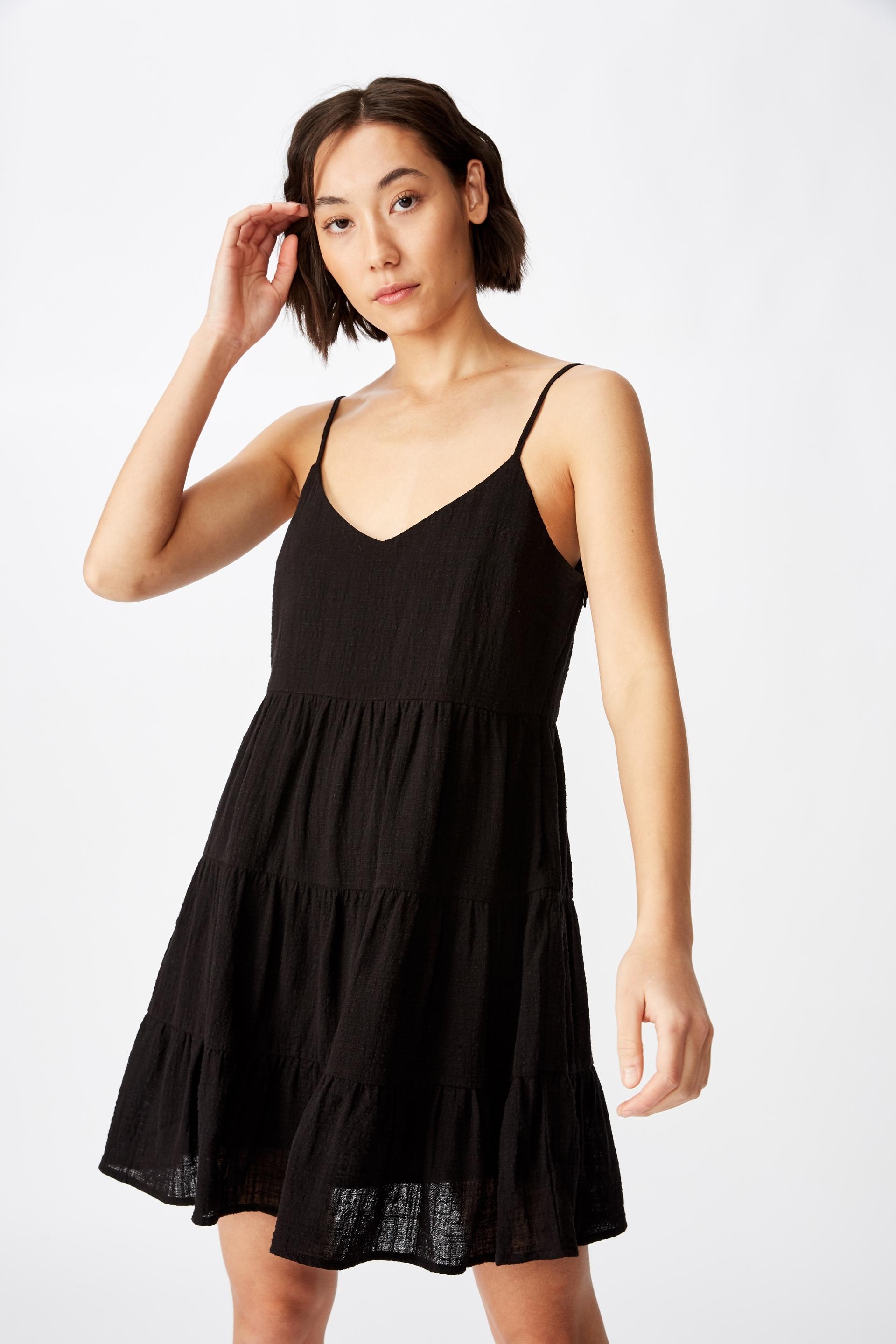 Textured tiered dress - black Factorie Casual | Superbalist.com