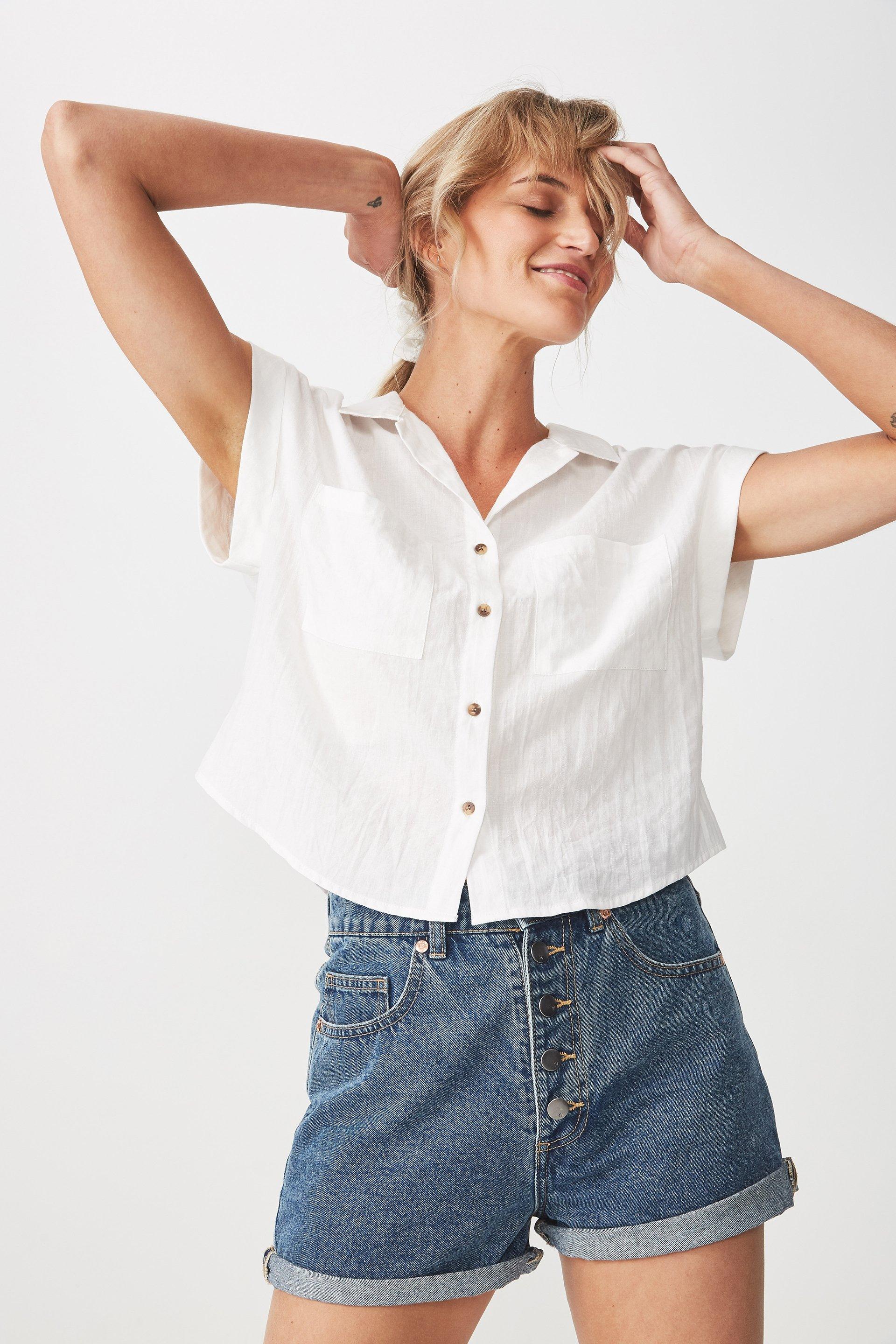 Emily chopped short sleeve shirt - white Cotton On Shirts | Superbalist.com