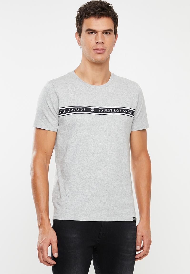 Guess stripe short sleeve tee - light grey heather GUESS T-Shirts & Vests | Superbalist.com