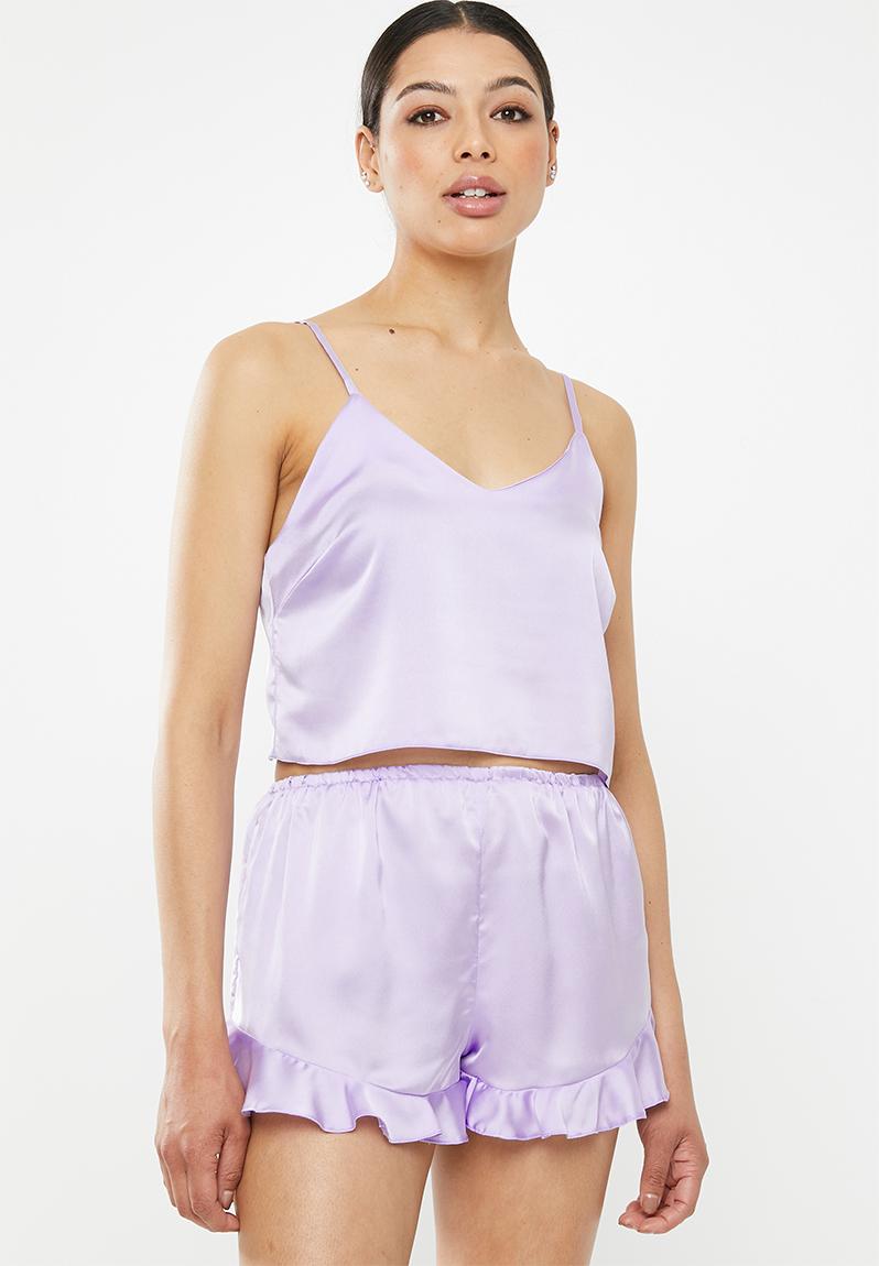 Cropped cami pj set - lilac Missguided Sleepwear | Superbalist.com