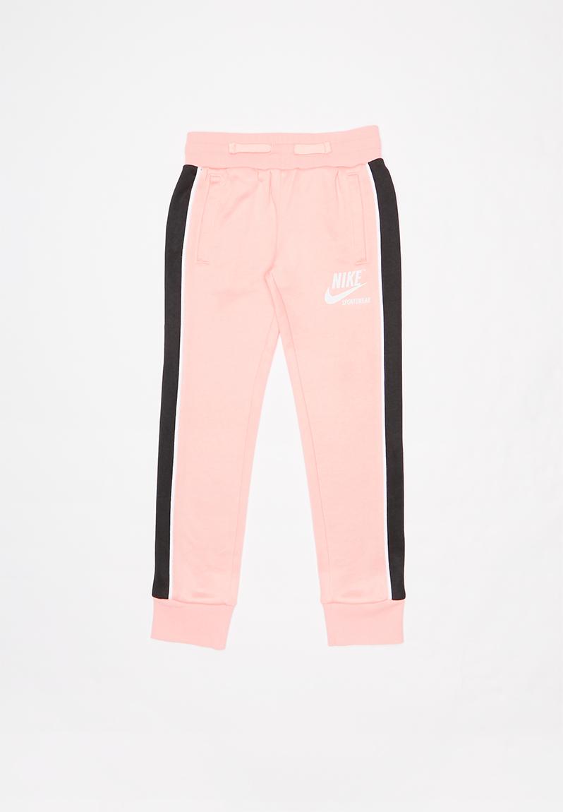 black and pink nike pants