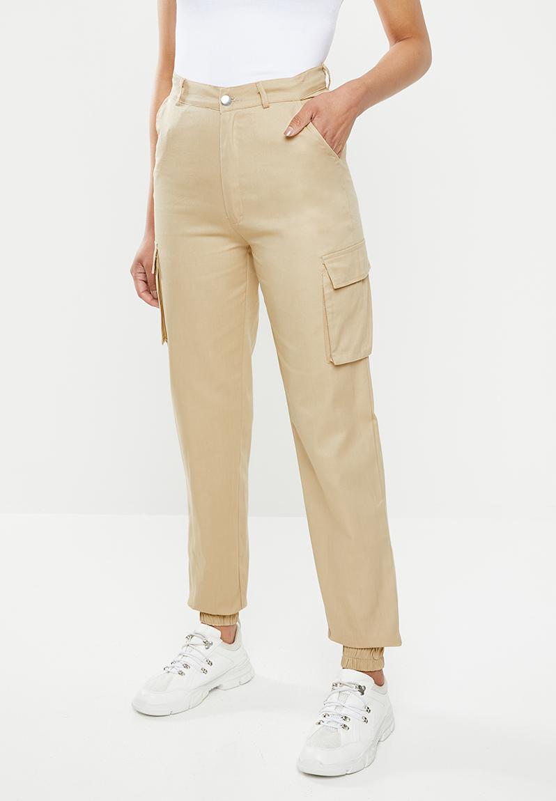 Plain cargo trouser - beige Missguided Trousers | Superbalist.com